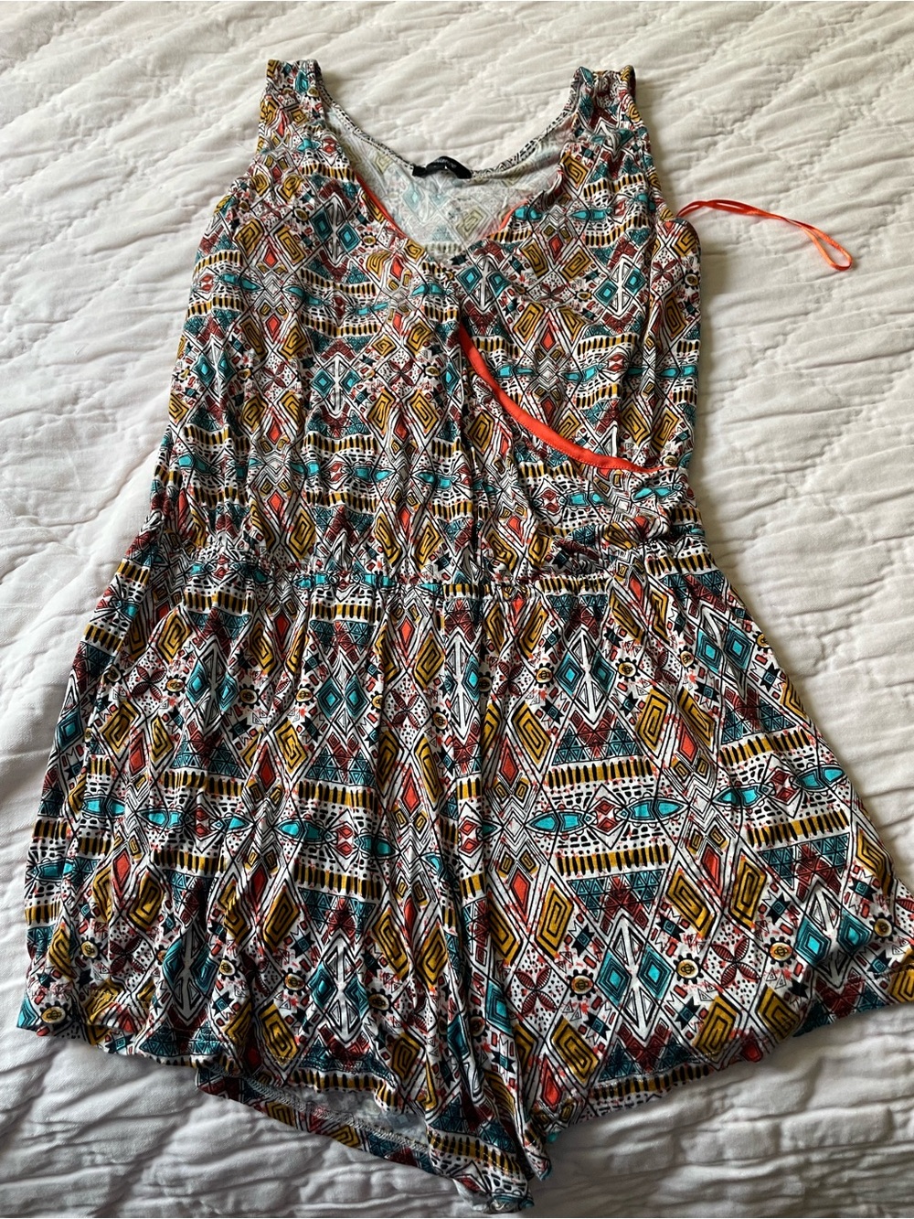 Sleeveless Geometric Print Dress Romper - Multicolor